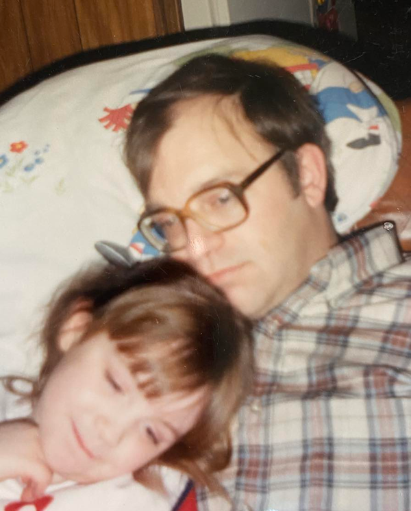 Kim as a child with her father, Stephen